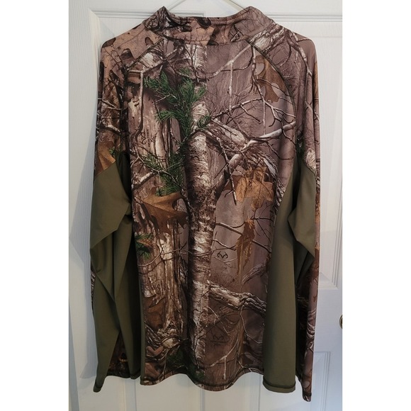 RealTree Men's 2XL Green Camouflage Long Sleeve 1/4 Zip Scent Factor PT 5007 - Picture 2 of 13